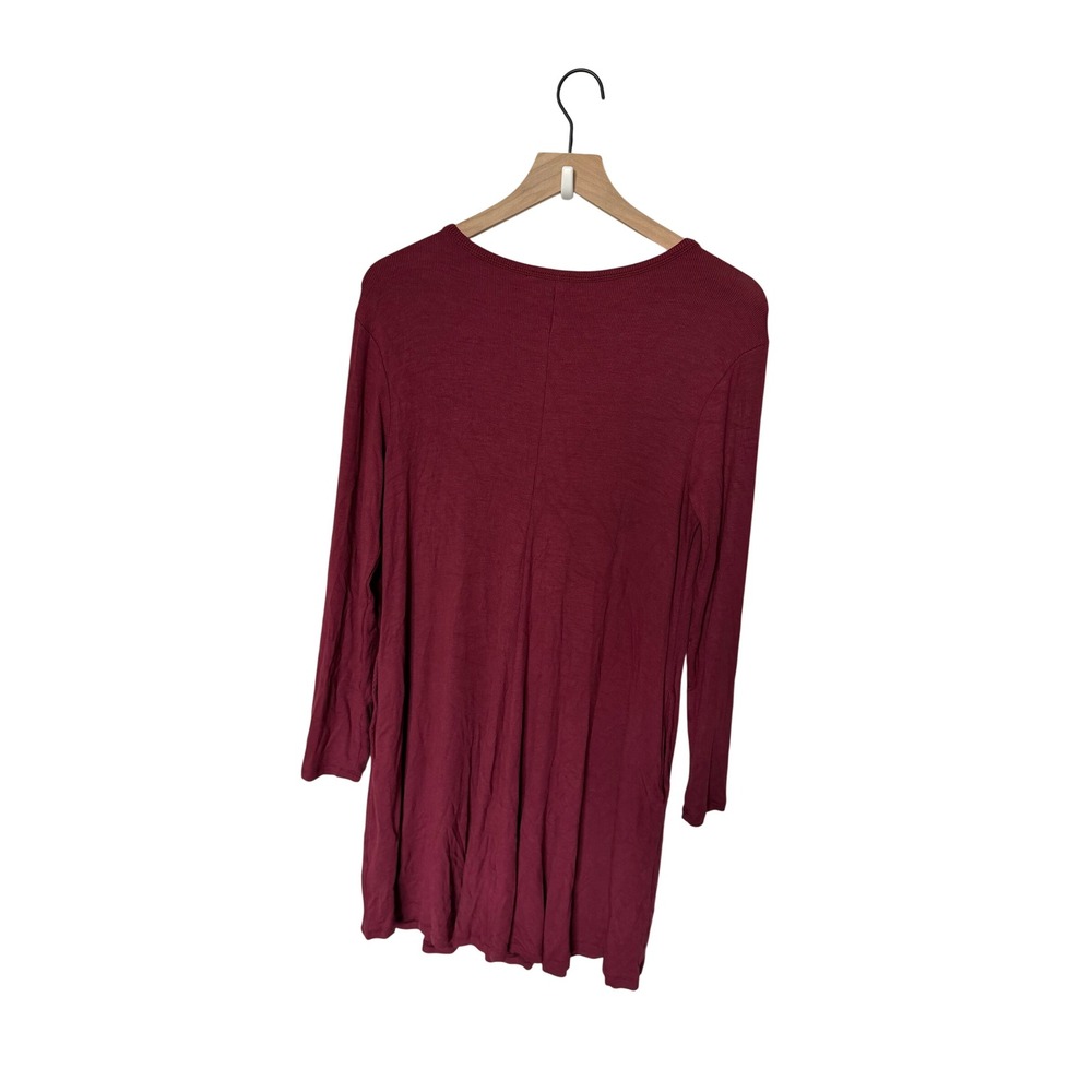 Toad&Co Daisy Rib LS Swing Dress Port Burgundy Red Ribbed Knit Mini Dress Large - Picture 2 of 4